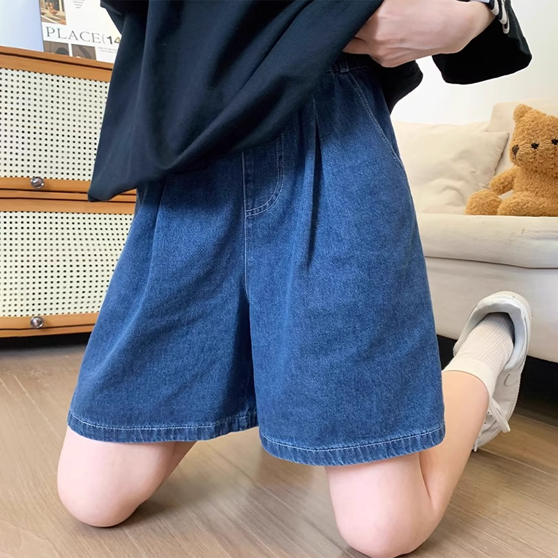 冰丝牛仔短裤女夏季薄款高腰垂感百搭显瘦休闲裤子宽松阔腿