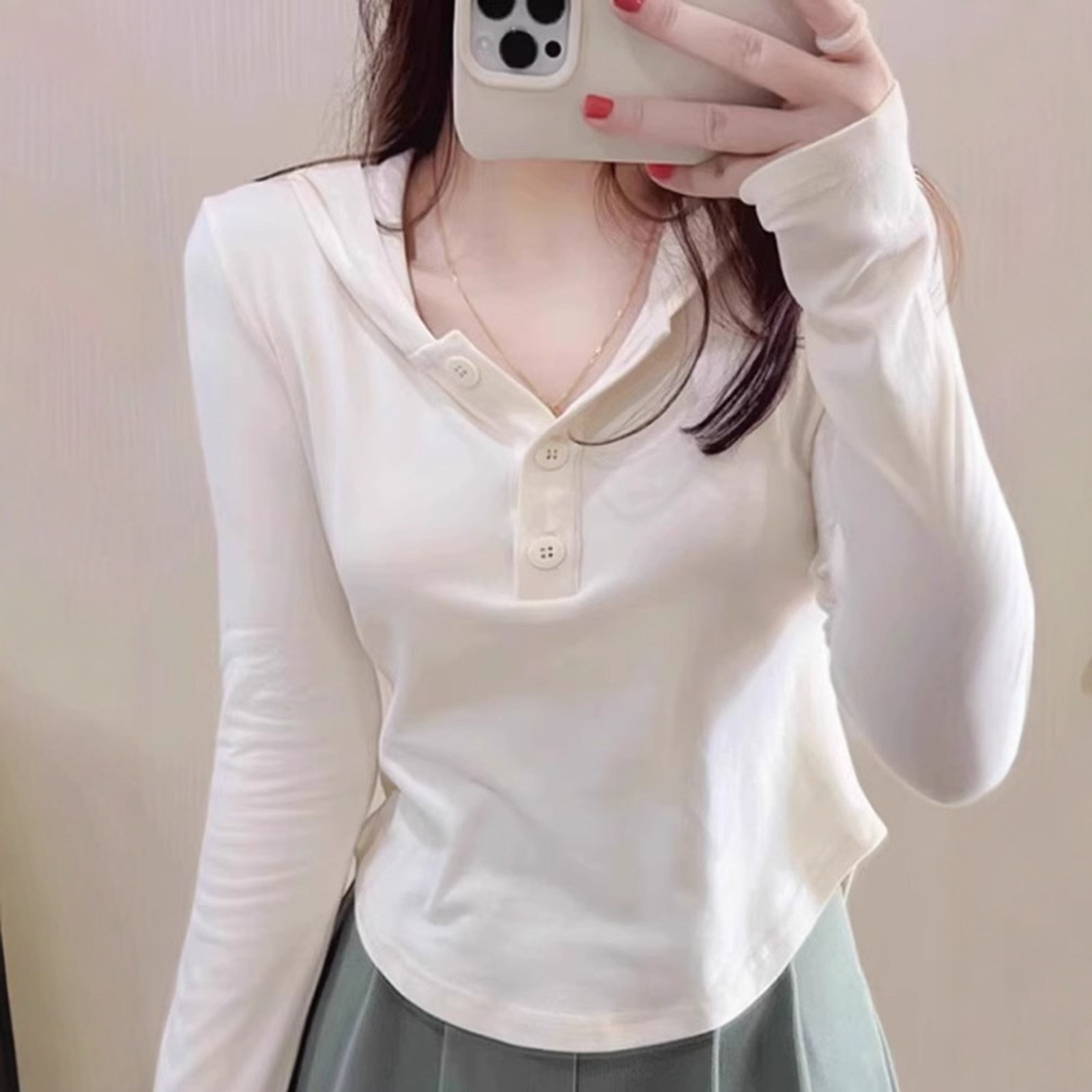 连帽长袖T恤女秋季新款显瘦修身卫衣打底衫洋气不规则短款上衣