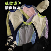 中大童迪桑棉速干T恤2025夏秋男女童哇塞速干拼色长袖 运动上衣T恤