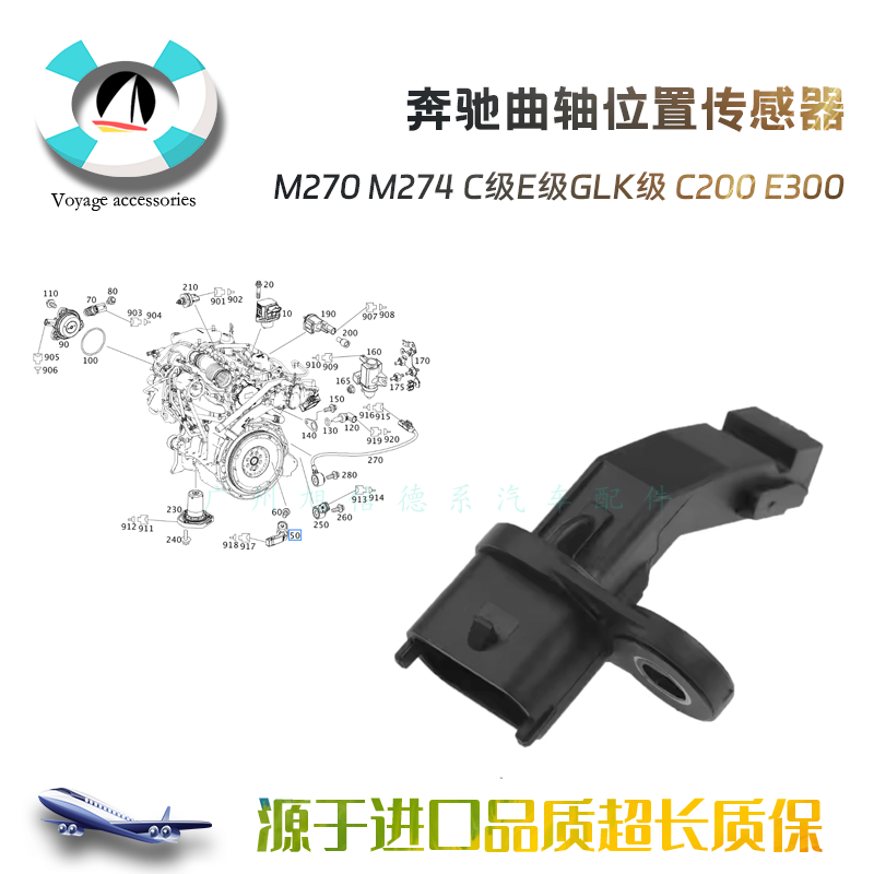 适用奔驰M270 M274 C180 C260 E260 GLK260 GLC260曲轴位置传感器