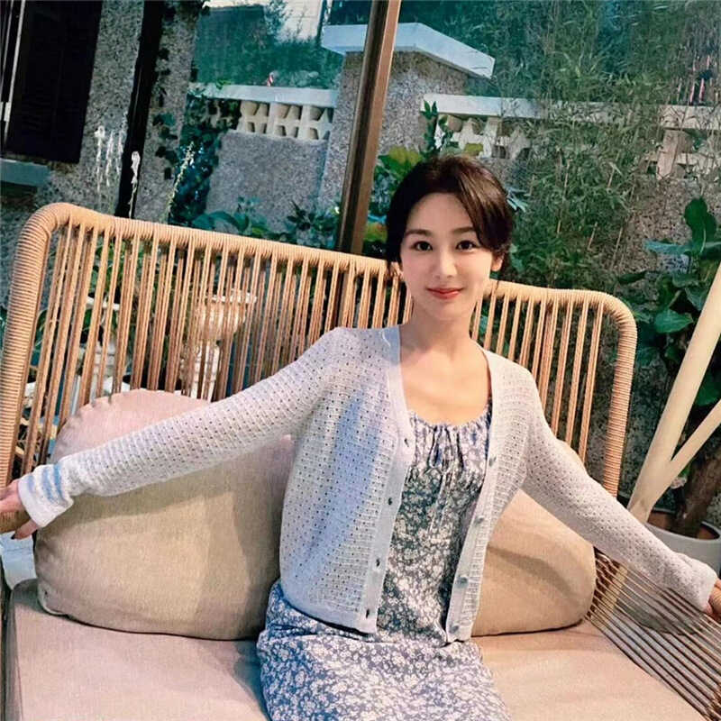 承欢记杨紫麦承欢同款蓝色针织开衫外套防晒衣碎花裙吊带连衣裙子