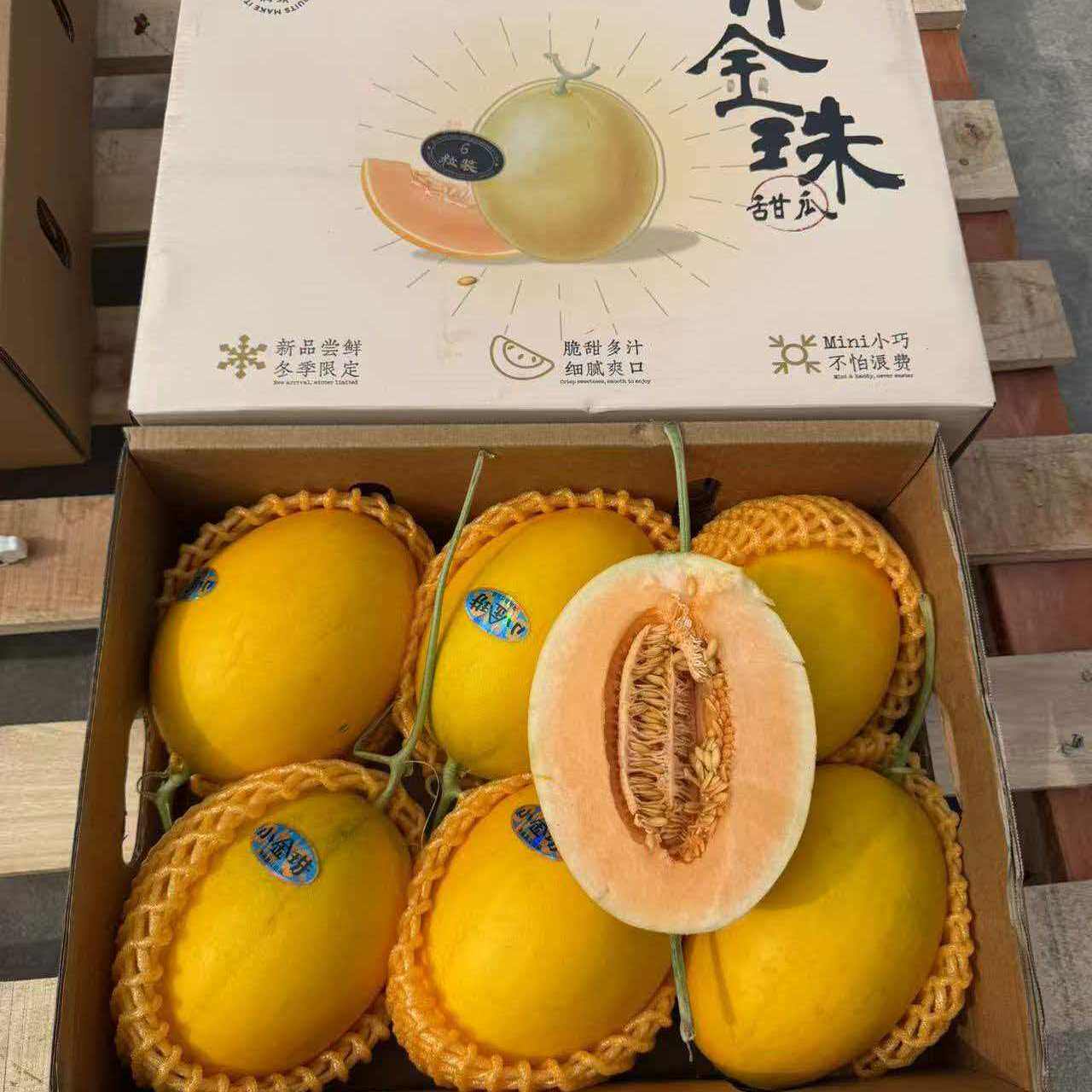 新货正宗小金珠金蛋瓜蜜瓜5-6只礼盒装新鲜水果脆甜多汁好哈密瓜
