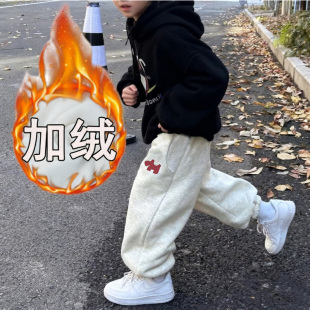百搭保暖裤 儿童加绒卫裤 男宝宝休闲裤 长裤 子外穿 男女童2025秋冬款