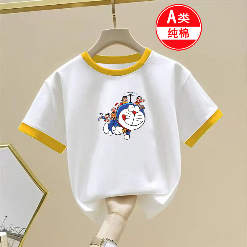 女童t恤哆啦A梦夏装2025新款男孩童装中小童上衣男童短袖纯棉半袖