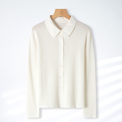【澄澄粉丝专享】衬衫领春季薄款针织开衫打底上衣06S0187