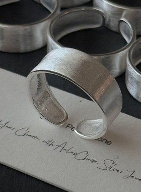 S925纯银拉丝戒指女韩国简约ins小众设计高级感基础款小红书指环