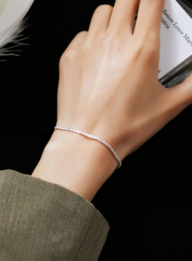 S925纯银满天星手链女简约学生小清新冷淡风小众设计可调节手饰