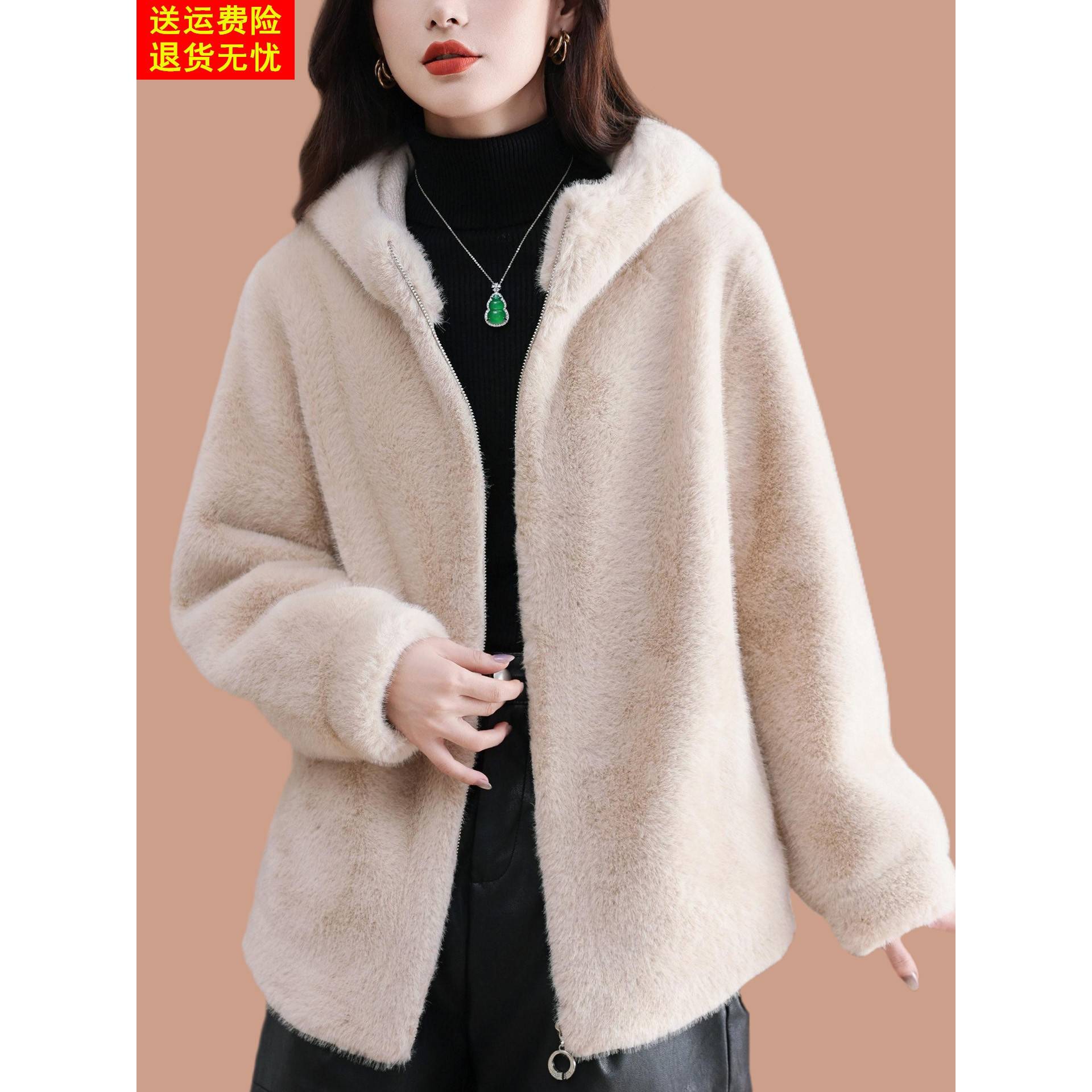 皮毛一体2025新款爆款海宁水貂毛毛皮草外套女秋冬时尚宽松年轻款