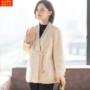 新中式妈妈冬装外套2025新款洋气质时尚水貂绒冬天上衣服中老年女