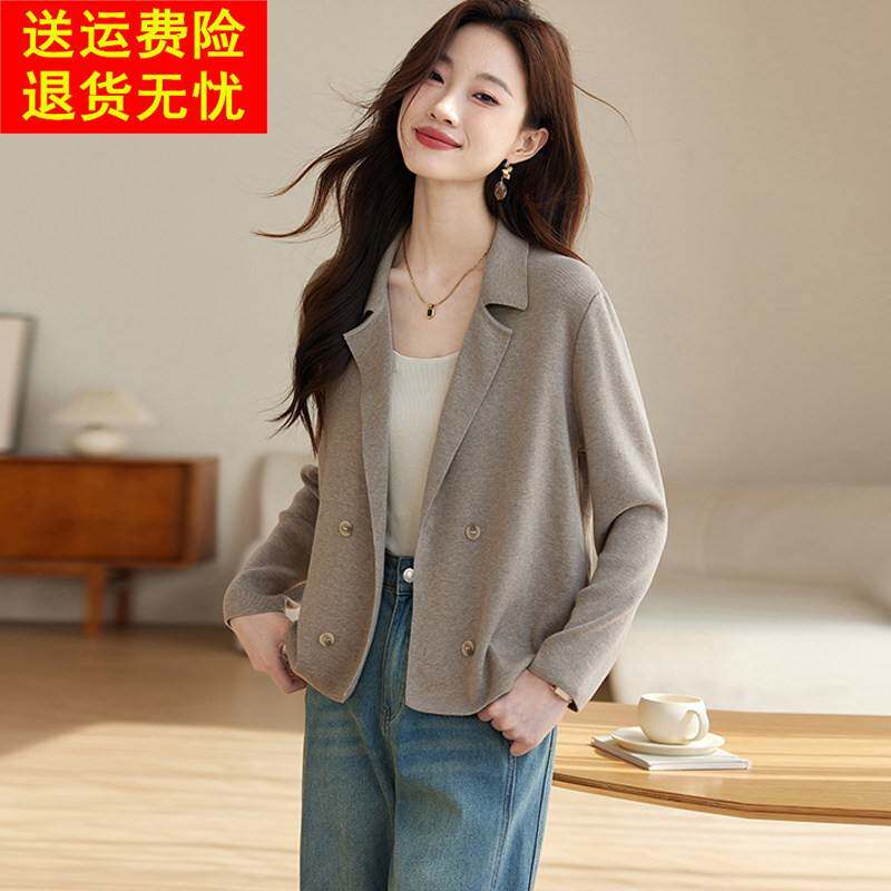 2025春秋新款休闲 小西装外套女韩版西服小个子高级感针织开 衫外
