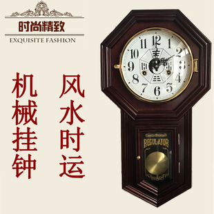 包邮复古挂钟老式发条钟表机械挂钟客厅墙壁摇摆钟风水镇宅走时钟