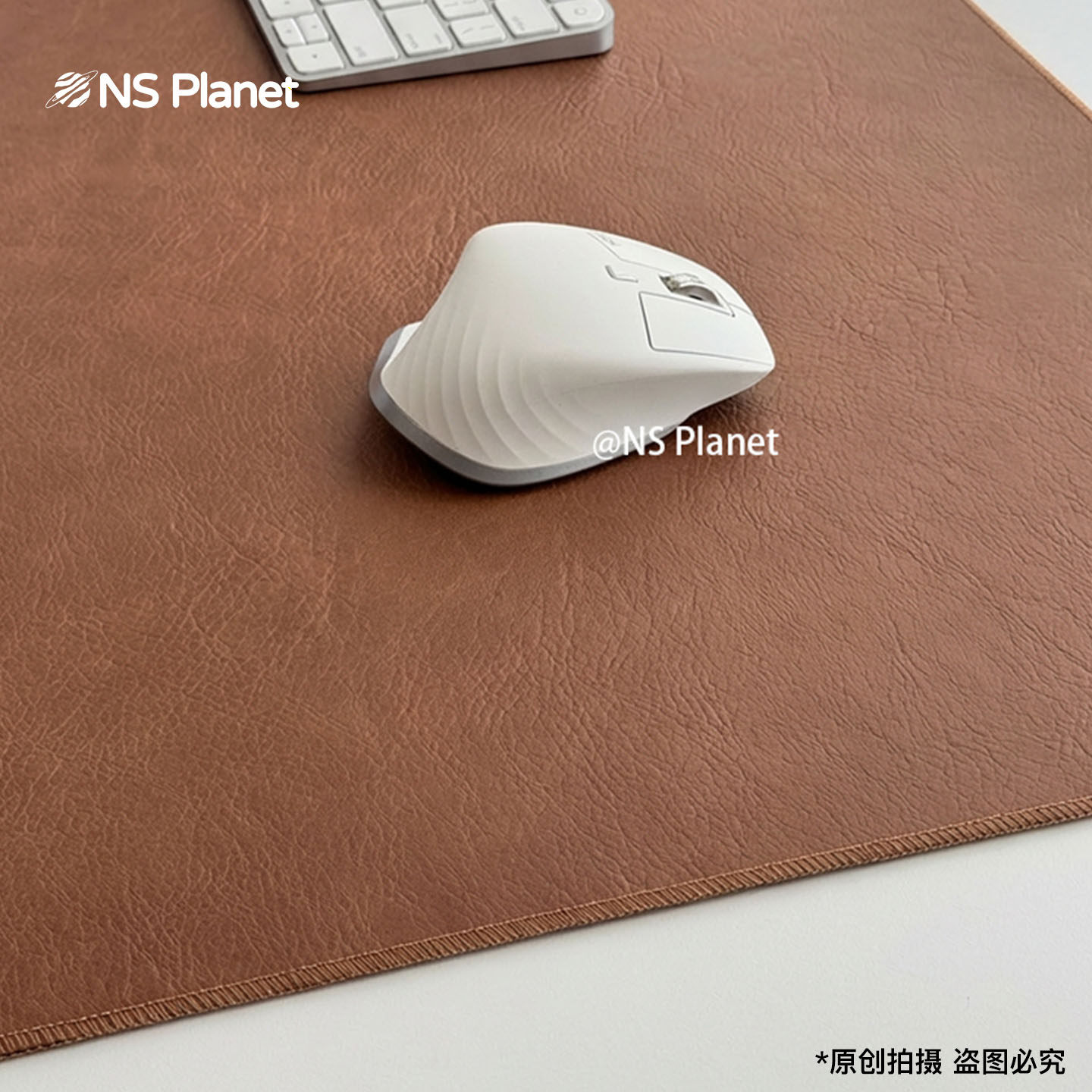NSPlanet复古牛皮纹鼠标垫超大号防水防油隔热高级感电脑办公桌垫