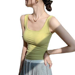 工字吊带背心女2025春季新款纯色修身漏锁骨上衣衬衫内搭打底衫