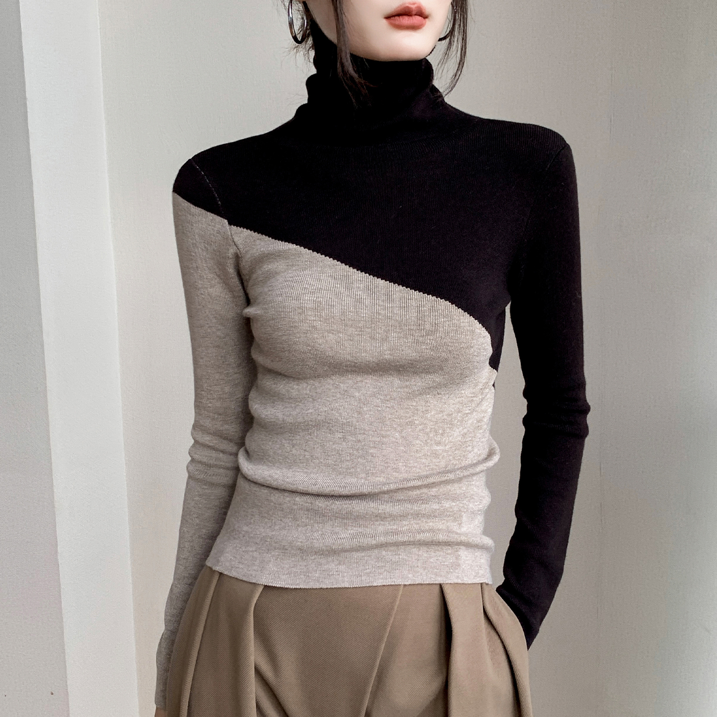 高领羊毛长袖针织衫女好看上衣