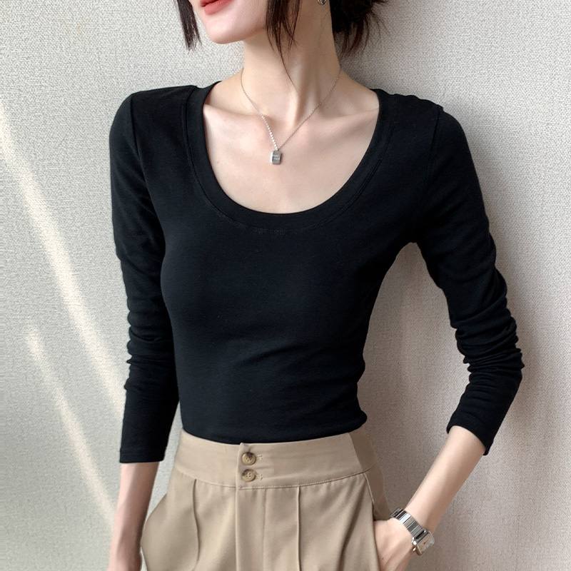 歌倍尚长袖修身纯色打底衫