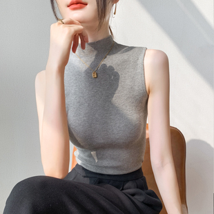 半高领针织背心女2025秋季新款爆款修身显瘦内搭纯色百搭无袖上衣