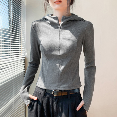 韩版字母印花连帽卫衣女内磨毛