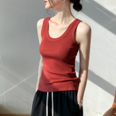 枫叶红吊带背心女夏季 内搭上衣ins 显瘦美背配衬衫 新款 U领修身