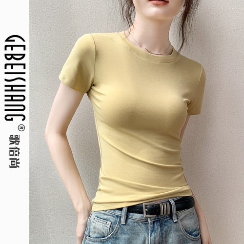 歌倍尚透气圆领短袖t恤女薄款