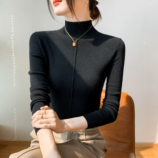 软糯减龄洋气上衣保暖内搭针织衫 女半高领2023春季 羊毛打底衫 新款