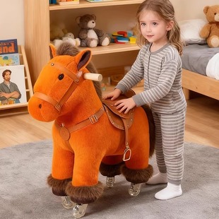 可骑滑行溜溜马仿真马毛绒玩具公仔小马儿玩偶马年吉祥物新年礼物