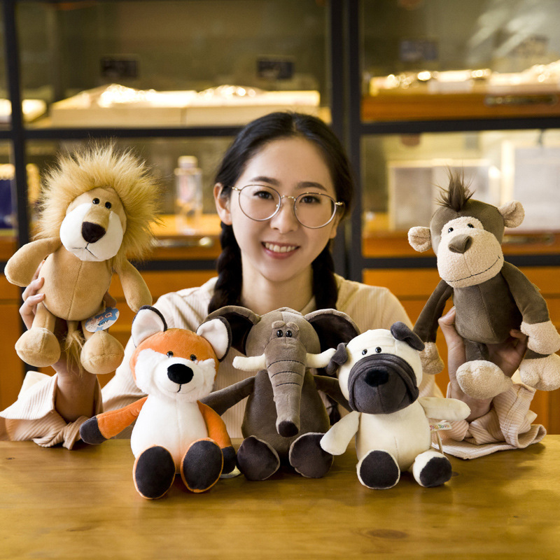 丛林动物公仔狮子娃娃虎小玩偶公仔长颈鹿大象猴子狗老虎毛绒玩具