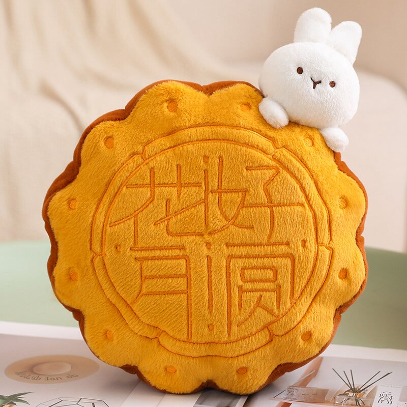中秋节仿真月饼小兔子卡皮巴拉熊毛绒/玩偶/公仔/布