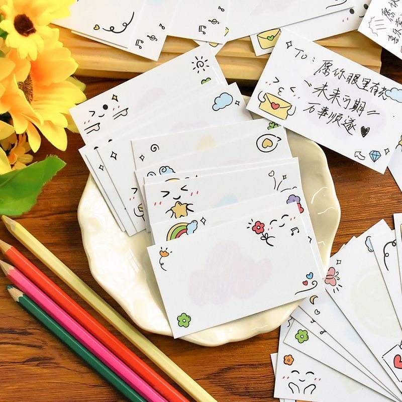 可爱卡通小卡片彩色手绘留言卡