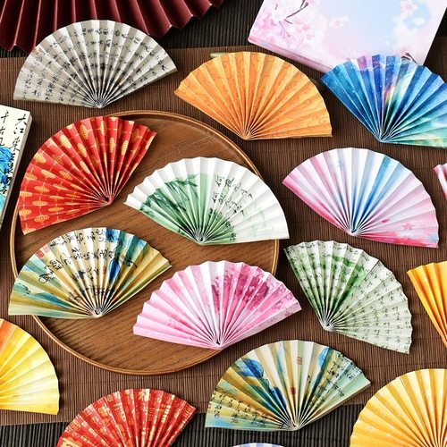 国风手工折扇双面正方形彩纸