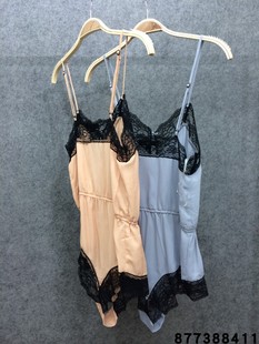 欧美性感夜店风新品蕾丝花边拼接小吊带背心雪纺衫打底连体衣短裤