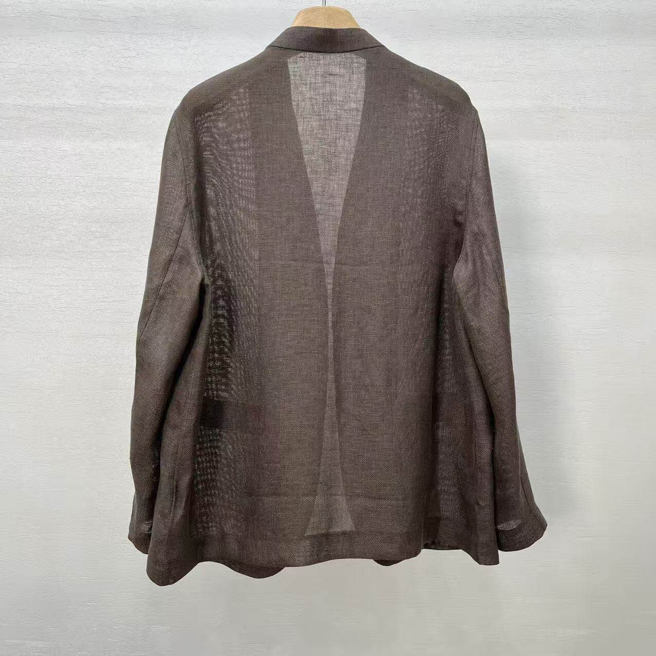 极简风2026春夏季新品 亚麻无扣薄款防晒西服女装外套