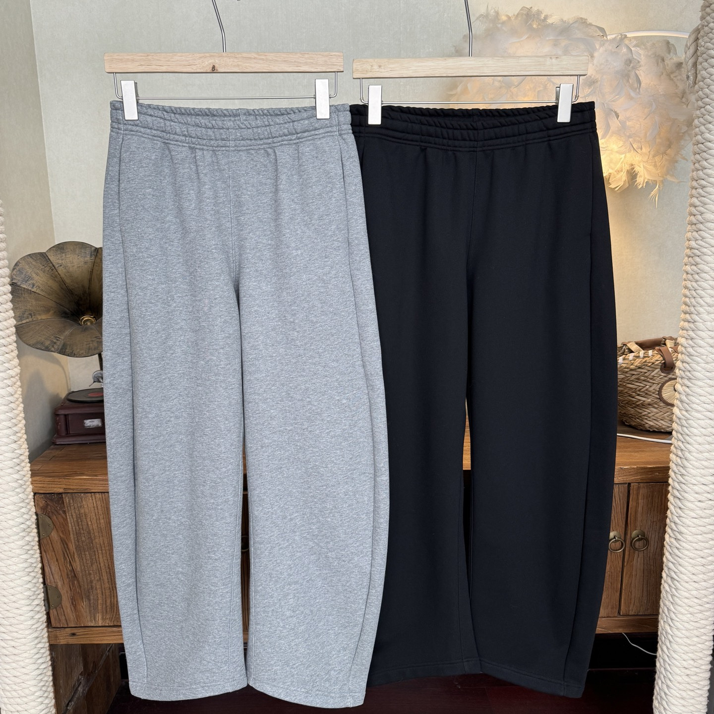 经典加绒弯刀裤宽松运动休闲卫裤