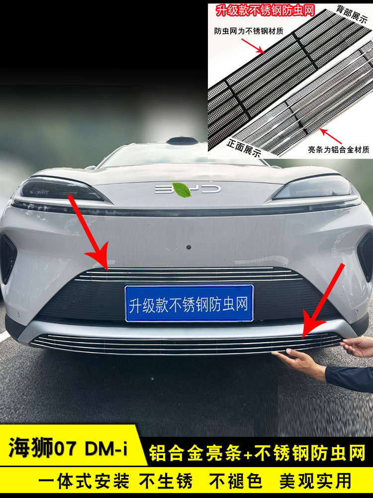 比亚迪海捷07Dmi中心格栅外观配件防虫网正面特殊改装装饰条汽车