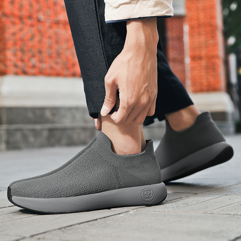 春秋透气针织面料新款中老年健步鞋软底防滑鞋休闲鞋