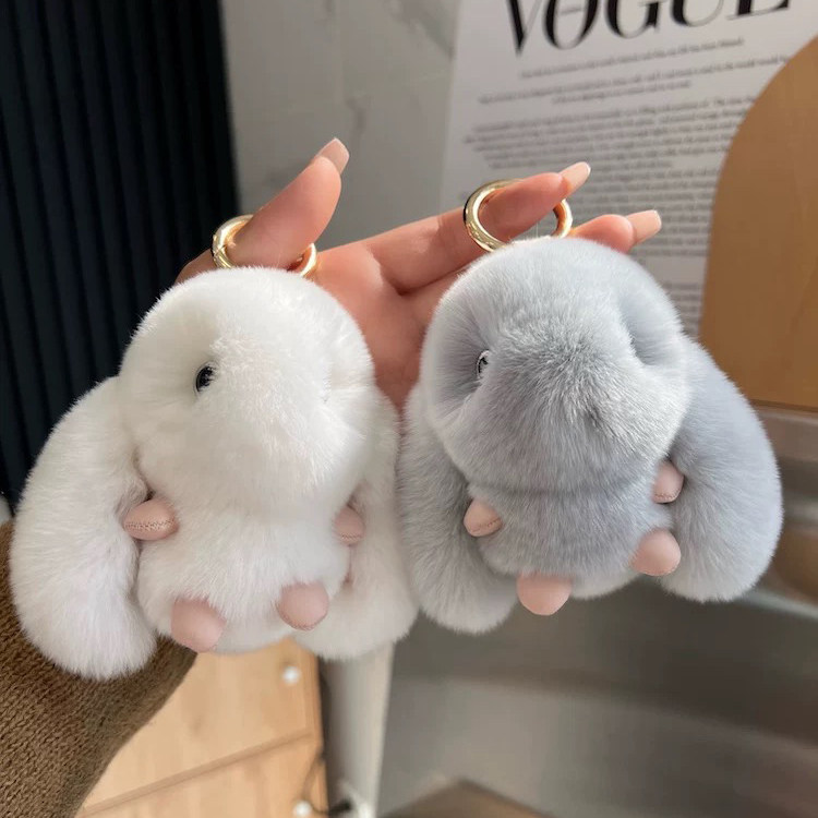 汽车挂件真獭兔毛可爱小兔子
