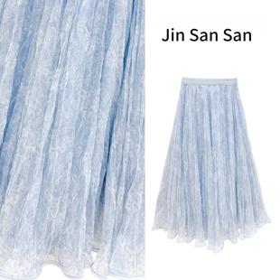 法式 金三三 新款 2026春季 佩斯利纹百褶半身裙M2318 烟紫拾光