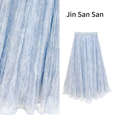 金三三【烟紫拾光】2026春季新款法式佩斯利纹百褶半身裙M2318