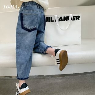 女童2024秋装洋气秋冬萝卜裤大童春秋儿童牛仔裤子冬装年学生潮流