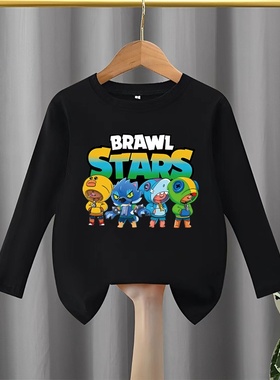 荒野乱斗Brawl Stars男童春秋款纯棉长袖上衣儿童学生百搭打底衫t