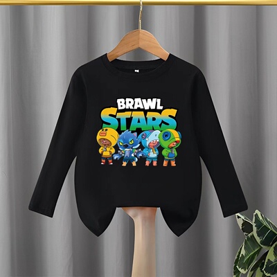 荒野乱斗Brawl Stars男童春秋款纯棉长袖上衣儿童学生百搭打底衫t