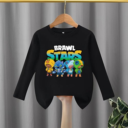 荒野乱斗Brawl Stars男童春秋款纯棉长袖上衣儿童学生百搭打底衫t