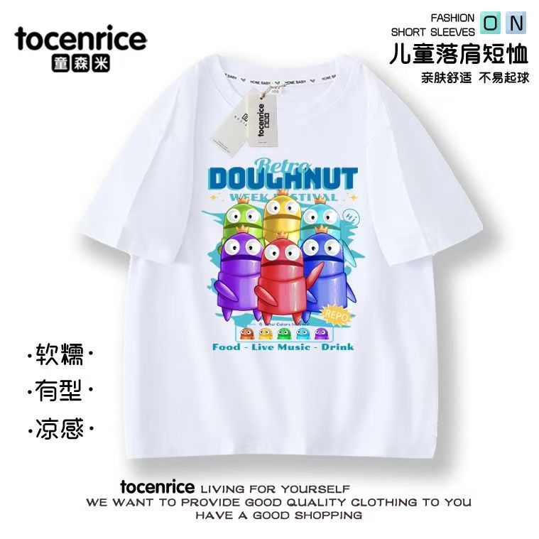 2025新款儿童REPO游戏帅气男童短袖外穿夏季中大童纯棉吸汗上衣潮