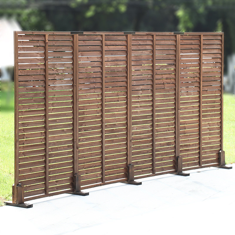 中式简易屏风隔断墙实木百叶遮挡户外庭院玄关装饰隔断木栅栏围栏
