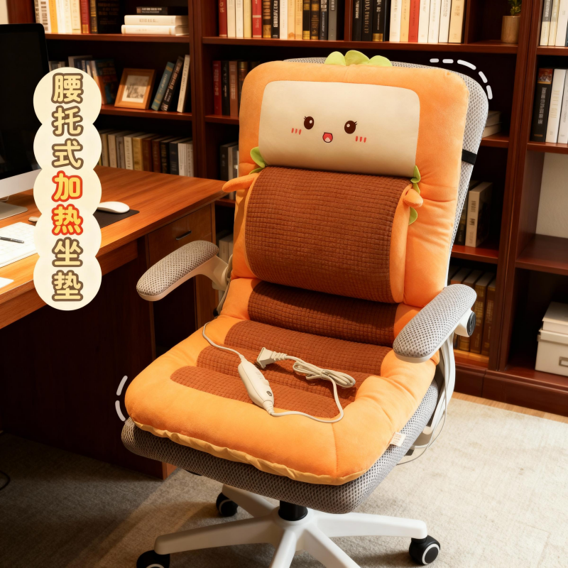 加热坐垫办公室久坐护腰靠背靠垫一体电热屁垫椅子座椅垫加厚冬季