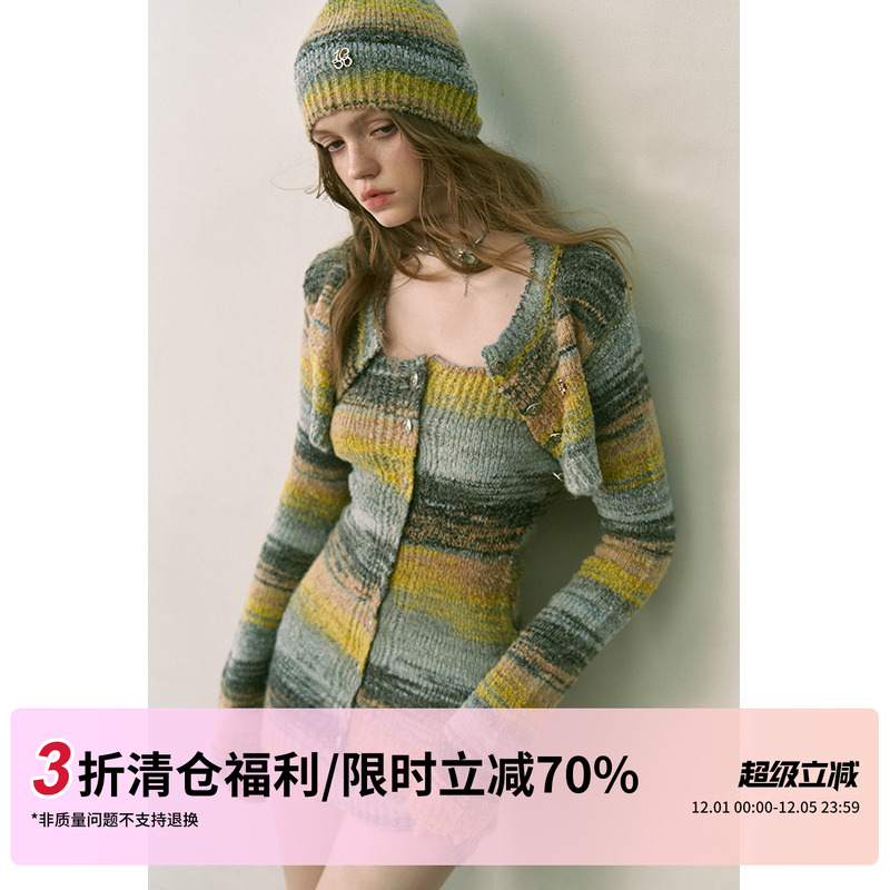 1PSTUDIO针织开衫抹胸短裙套装
