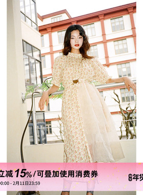 1P STUDIO原创设计 欧根纱拼接碎花连衣裙