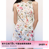 连衣裙女秋冬收腰背心裙 白色肌理碎花无袖 STUDIO 风传花信