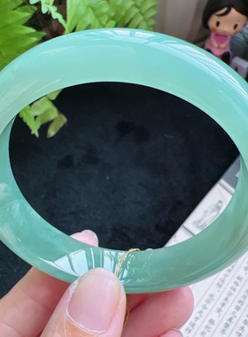 57圈口缅甸天然A货老坑种翡翠手镯玉镯子平洲直供057D0206