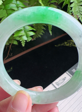 圆条57圈口缅甸天然A货老坑种玉镯平洲翡翠手镯精选编号057D0310E