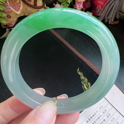 54圈口缅甸天然A货老坑种玉镯平洲翡翠手镯精选编号055D1015E